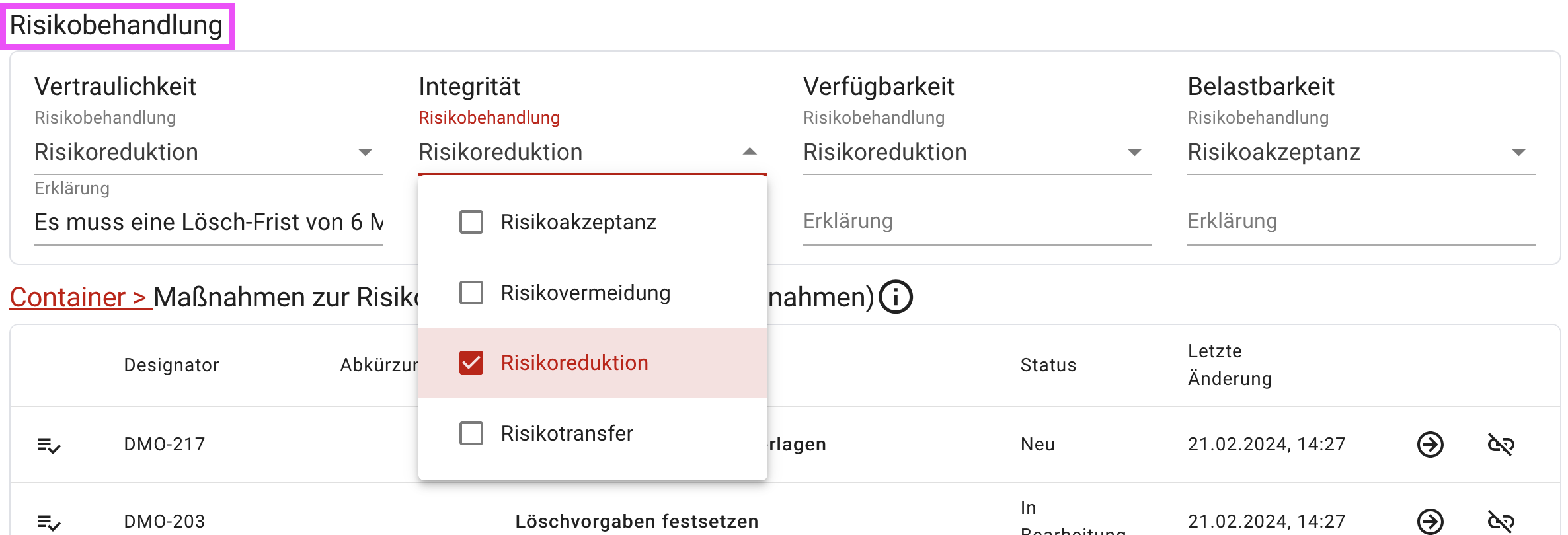 Risikobehandlung